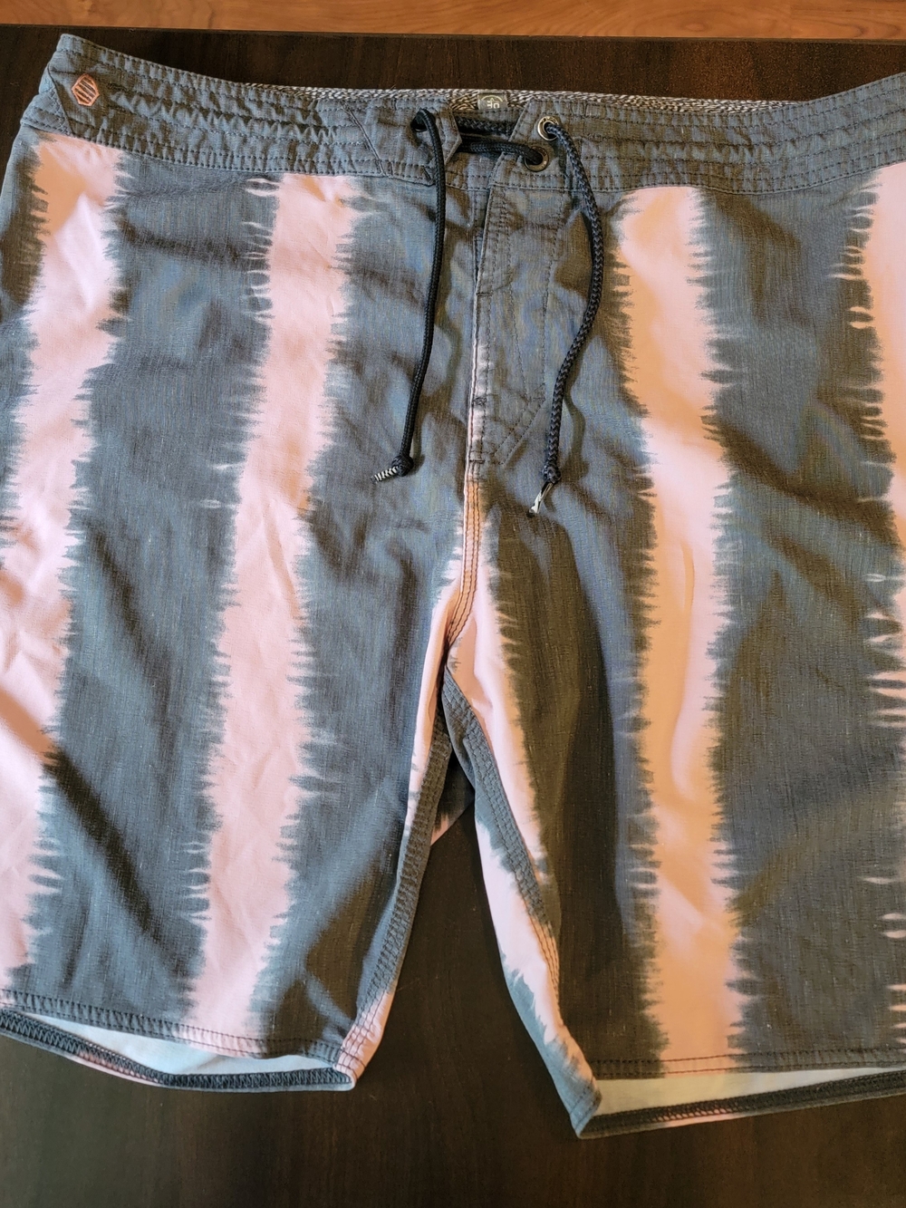 Volcom Men’s Pink and Gray Stripe Board Shorts